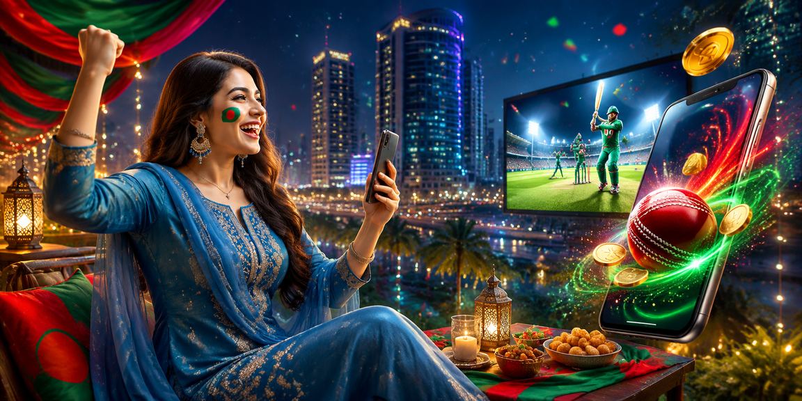 A user in Chattogram wearing a salwar kameez placing a cricket bet